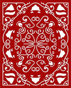 Crimson white ornate medallion Rug