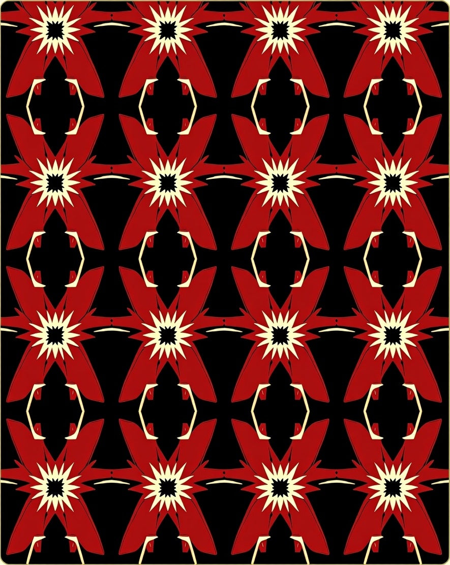 Bold Red Starburst Geometric Rug
