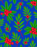 Vibrant Red Berry Evergreen Branch Rug