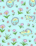 Cute Pink Floral Hedgehog Companions Rug