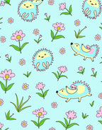 Cute Pink Floral Hedgehog Companions Rug
