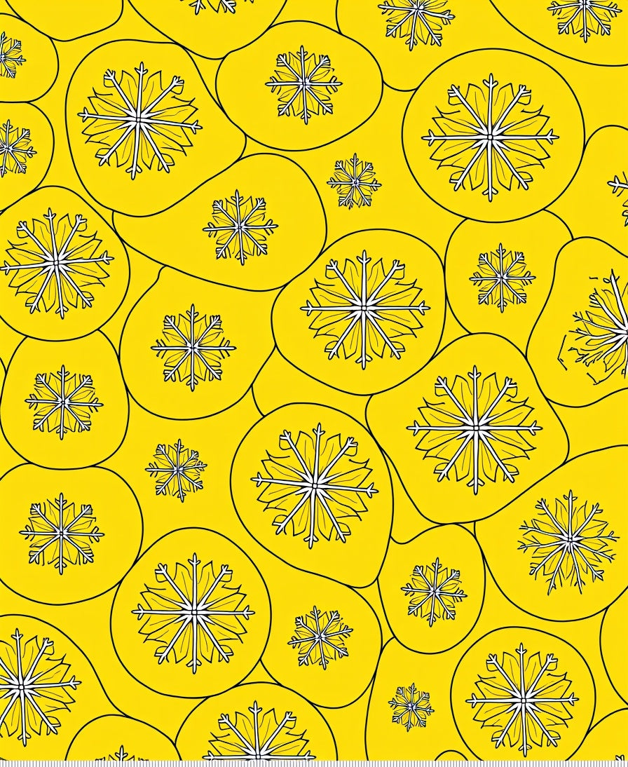 Vibrant Yellow Snowflake Burst Rug