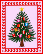 Festive Christmas Tree Gifts Candy Canes Rug
