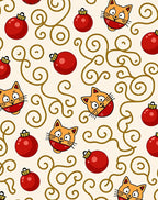 Christmas Cat Ornaments Swirls Rug