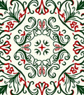 Crimson Green Curved Floral Medallion Rug