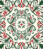 Crimson Green Curved Floral Medallion Rug