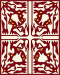 Crimson Yellow Stag Medieval Tapestry Rug