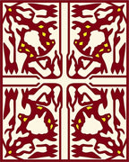 Crimson Yellow Stag Medieval Tapestry Rug