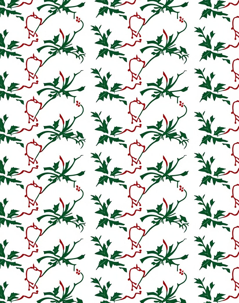 Dark Green Holly Berry Garland Rug