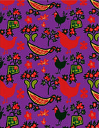 Whimsical Red Hen Folk Art Rug