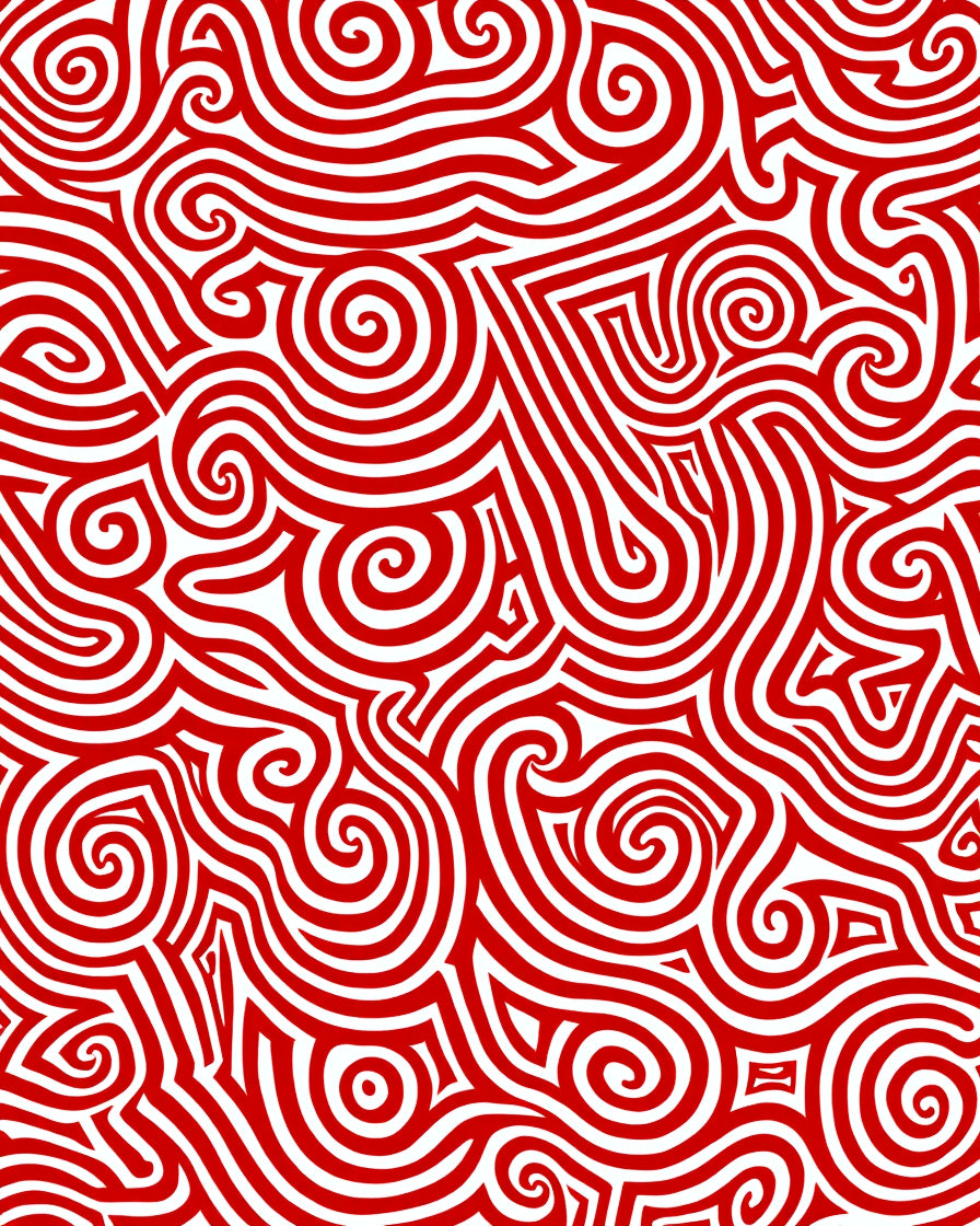 Bold Red Swirl Labyrinth Rug