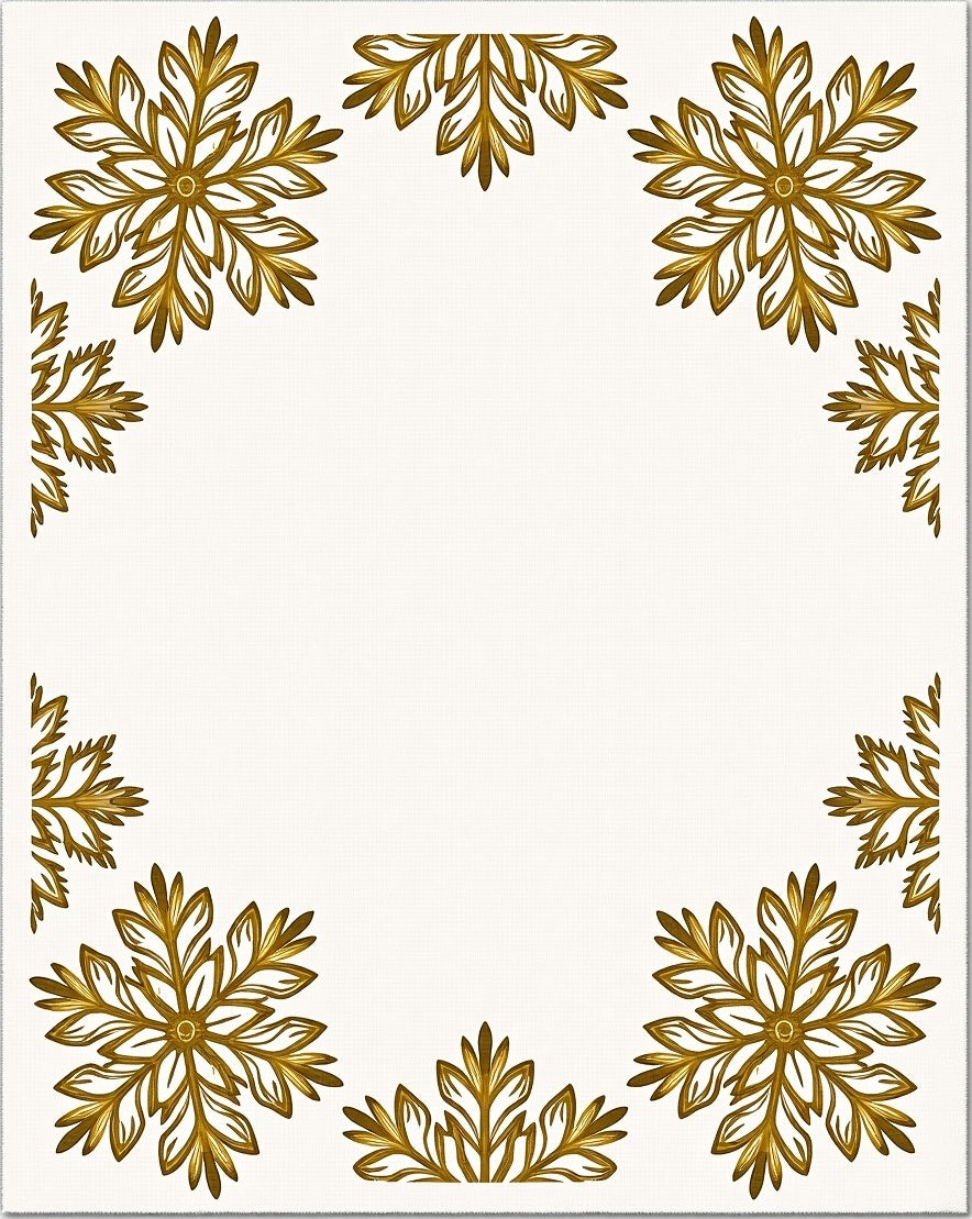 Golden Starburst Snowflake Border Rug