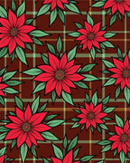 Crimson Red Poinsettia Tartan Rug