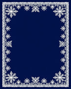 Winter White Snowflake Navy Blue Border Rug