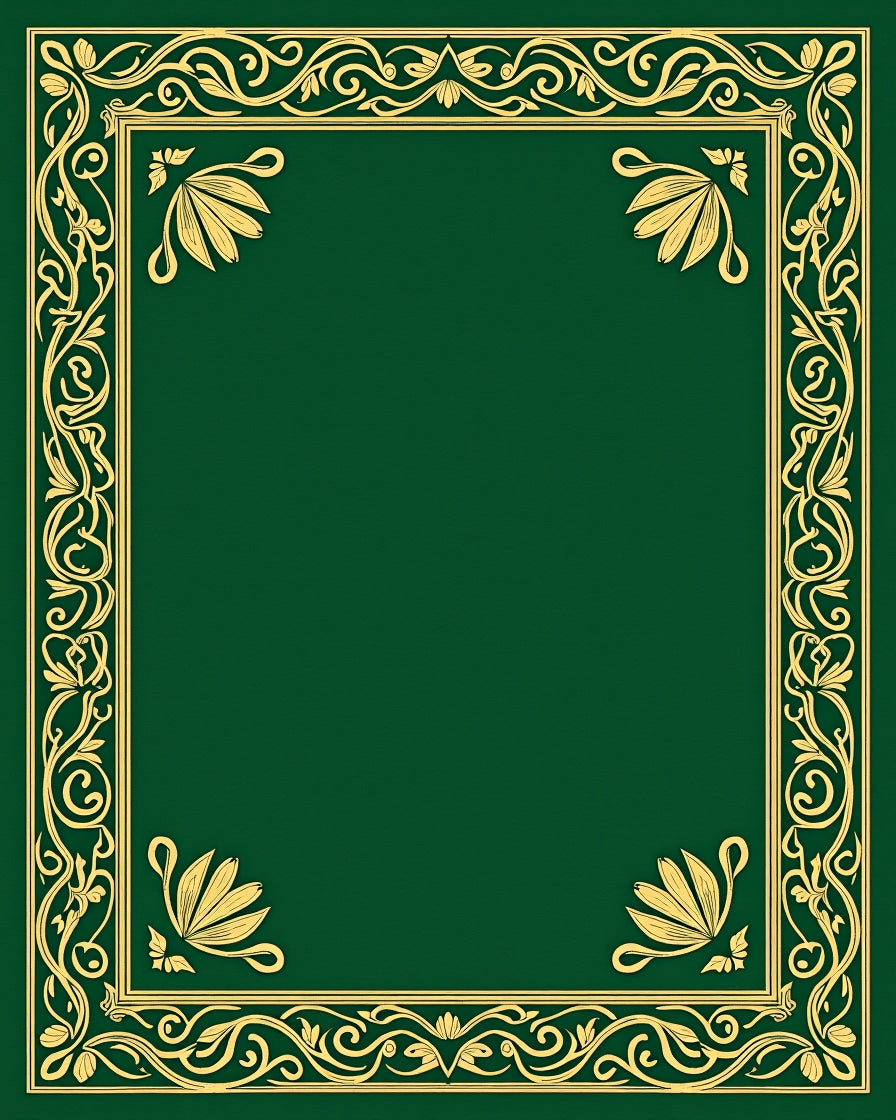 Emerald Green Floral Scroll Border Rug