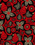 Red Black Golden Bird Floral Rug