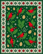 Red Cardinal Evergreen Branch Christmas Rug