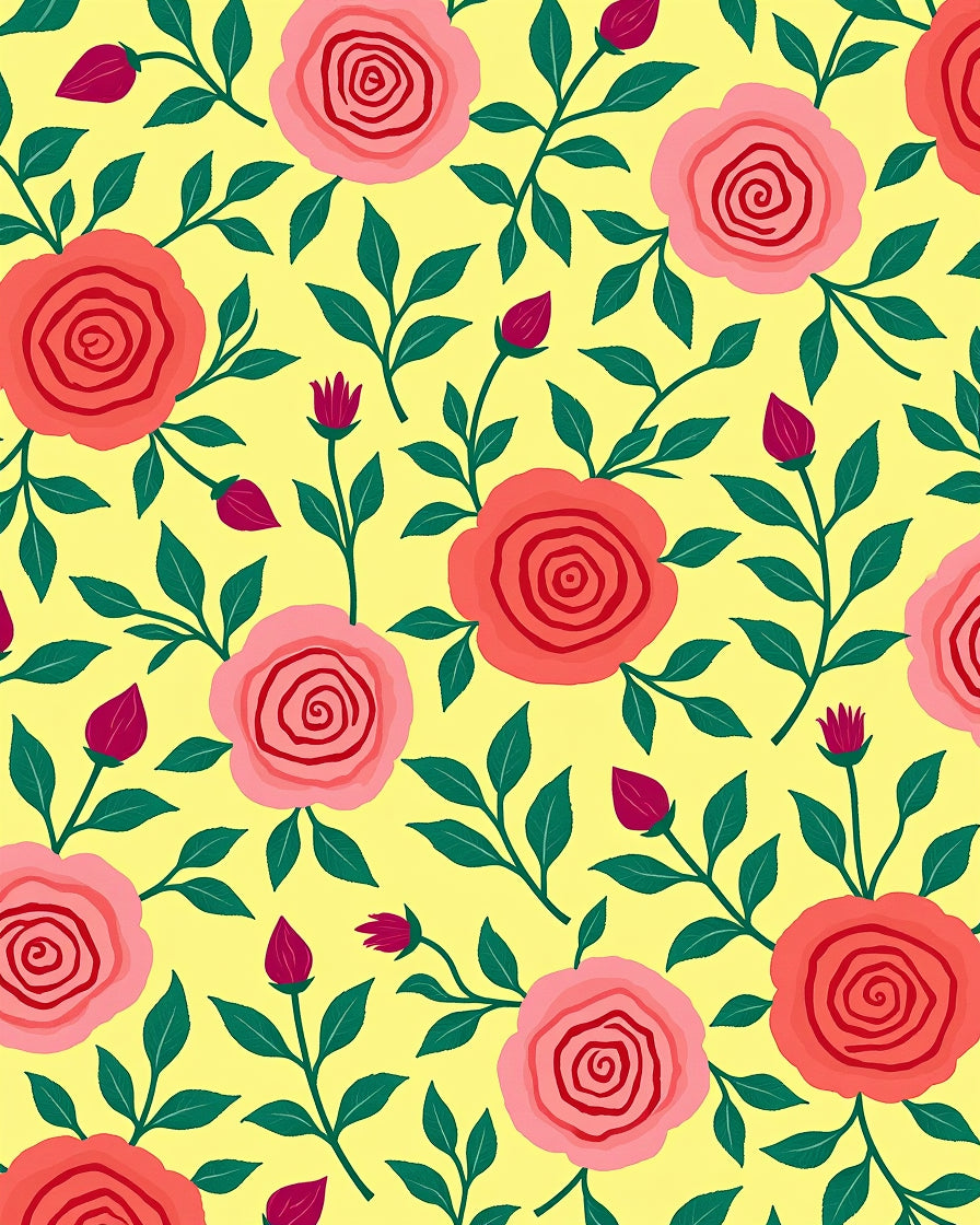 Coral Pink Rose Garden Fabric Rug