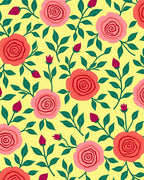 Coral Pink Rose Garden Fabric Rug