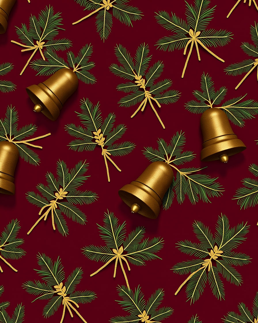 Golden Bells and Pine Sprigs Holidays Rug