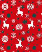 White Reindeer Snowflakes Festive Flowers Rug