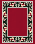 Crimson Green Floral Bird Border Rug