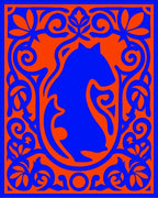 Vibrant Blue Horse Orange Floral Border Rug