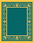 Golden Floral Butterfly Frame Rug