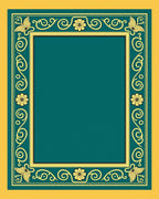 Golden Floral Butterfly Frame Rug
