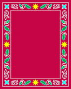 Red White Green Yellow Holly Star Border Rug
