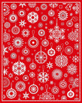 Festive Red White Snowflake Ornament Arrangement Rug