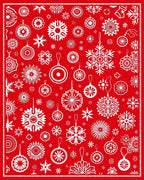 Festive Red White Snowflake Ornament Arrangement Rug