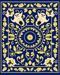 Whimsical Celestial Creatures Blue Yellow Rug