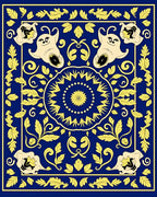 Whimsical Celestial Creatures Blue Yellow Rug