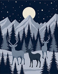 Midnight Winter Deer Moon Forest Rug