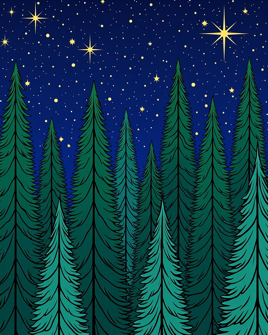 Enchanting Midnight Forest Starry Night Rug