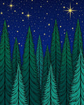 Enchanting Midnight Forest Starry Night Rug