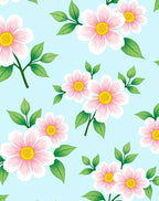 Pale Pink Blossom Green Leaf Canopy Rug