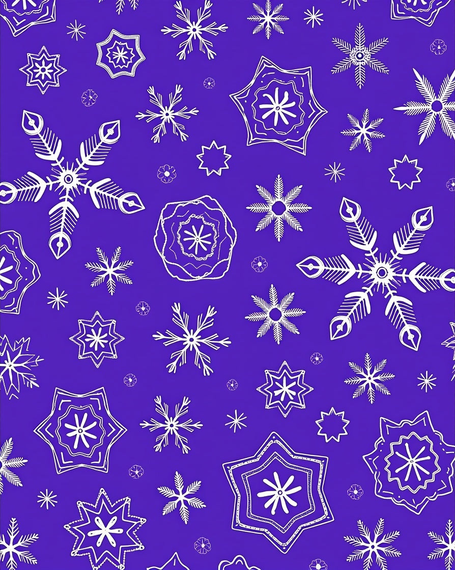 Winter Snowflakes Purple White Abstract Rug