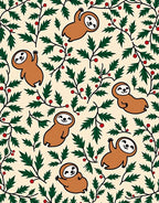 Cute Sloth Holly Berry Background Rug