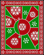 Crimson Green Snowflake Medallion Rug