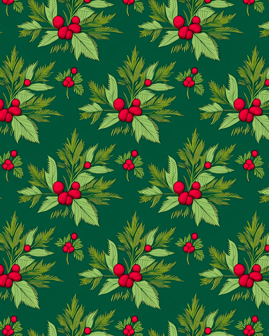 Christmas Holly Berry Garland Rug