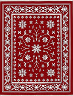 Crimson White Snowflake Folk Art Rug