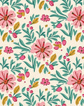 Pink Red Floral Meadow Scatter Rug