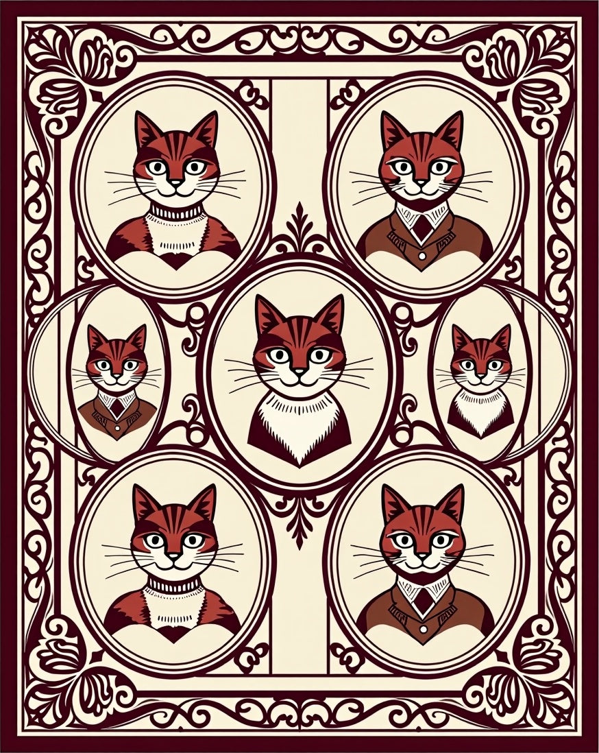 Crimson Tabby Cats Portrait Collection Rug