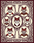 Crimson Tabby Cats Portrait Collection Rug