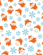 Orange Snowman Blue Snowflake Collage Rug