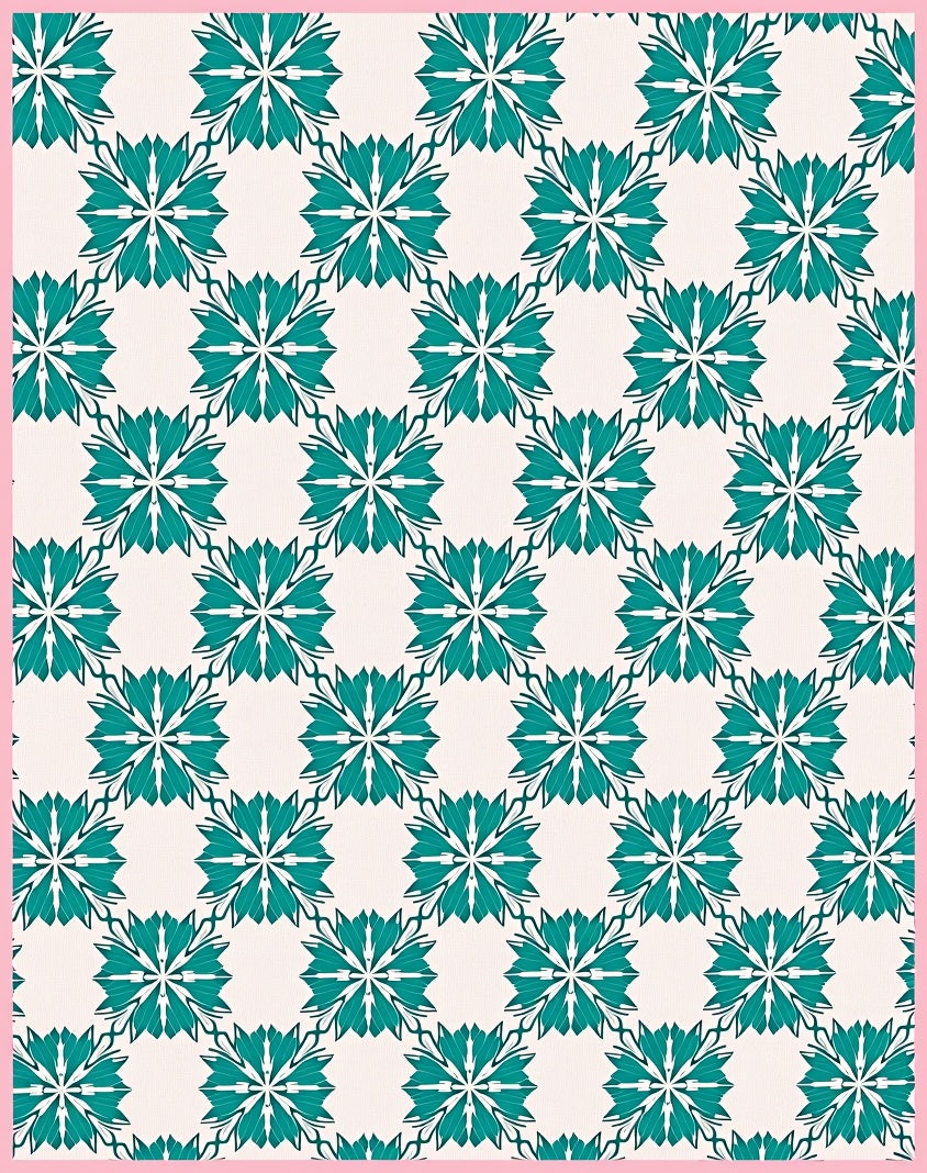 Teal Floral Medallion on Cream Ground Rug