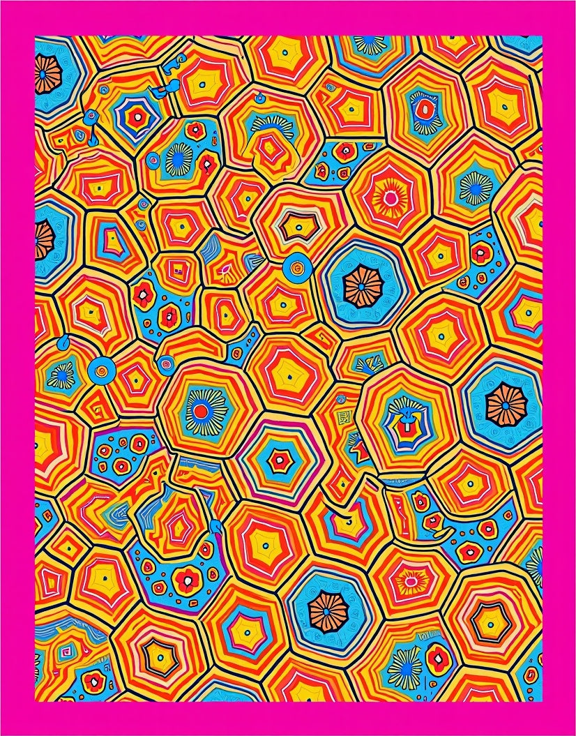 Vibrant Jumbo Hexagon Rainbow Rug