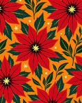Crimson Poinsettia Orange Star Flower Rug